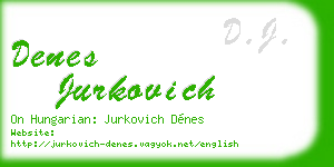 denes jurkovich business card